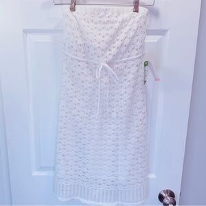 NWT Lilly Pulitzer White Knit Crocheted Strapless Bowen Dress